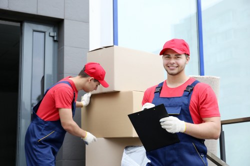 Office relocation items prepared for transport